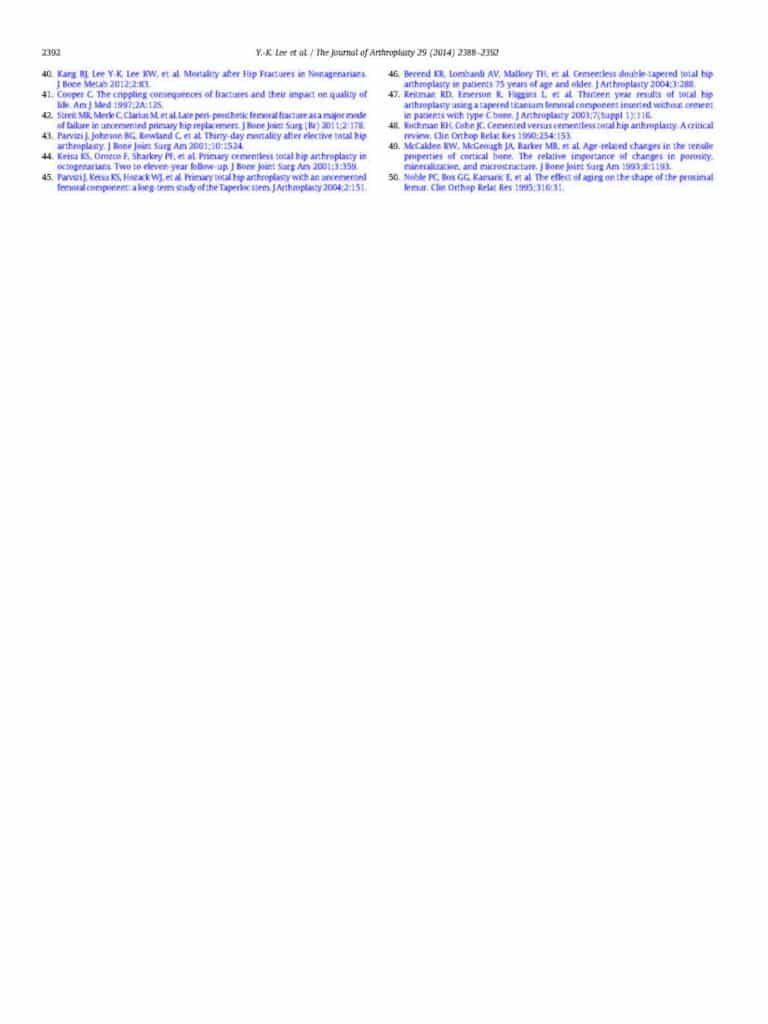 YK Lee et al., Cementless Bipolar Hemiarthroplasty Using a Micro-Arc Oxidation Coated Stem in Patients with Displaced Femoral - page 5