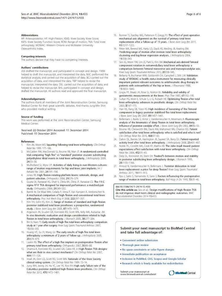 2014_Design modifications of high-flexion TKA do not improve short term clinical and radiographic outcomes - page 6