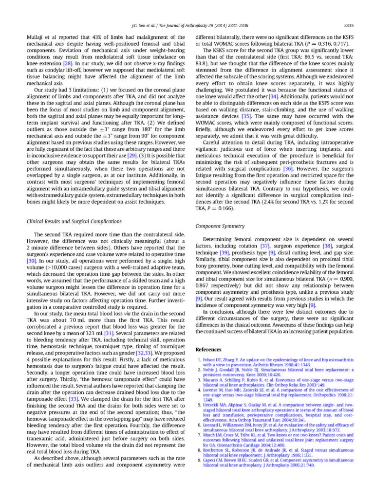 2014_Disparate Postoperative Results in the First and Second Knees on Simultaneous Bilateral Total Knee Arthroplasty - page 6