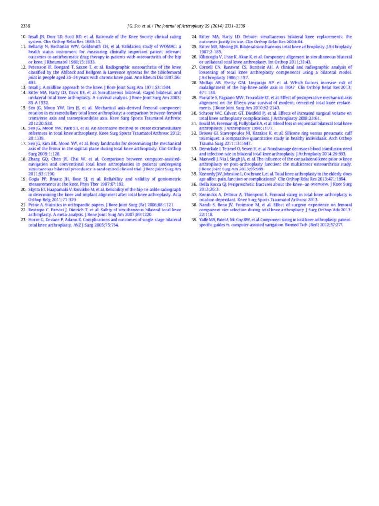 2014_Disparate Postoperative Results in the First and Second Knees on Simultaneous Bilateral Total Knee Arthroplasty - page 7