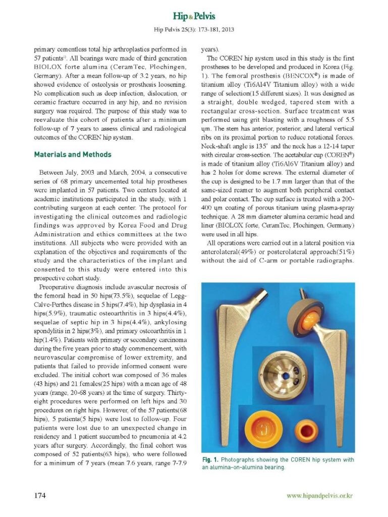SM Kim et al., Minimum Seven-year Follow-up of Cementless THA with the COREN Hip System, Hip&Pelvis, 2013 - page 2