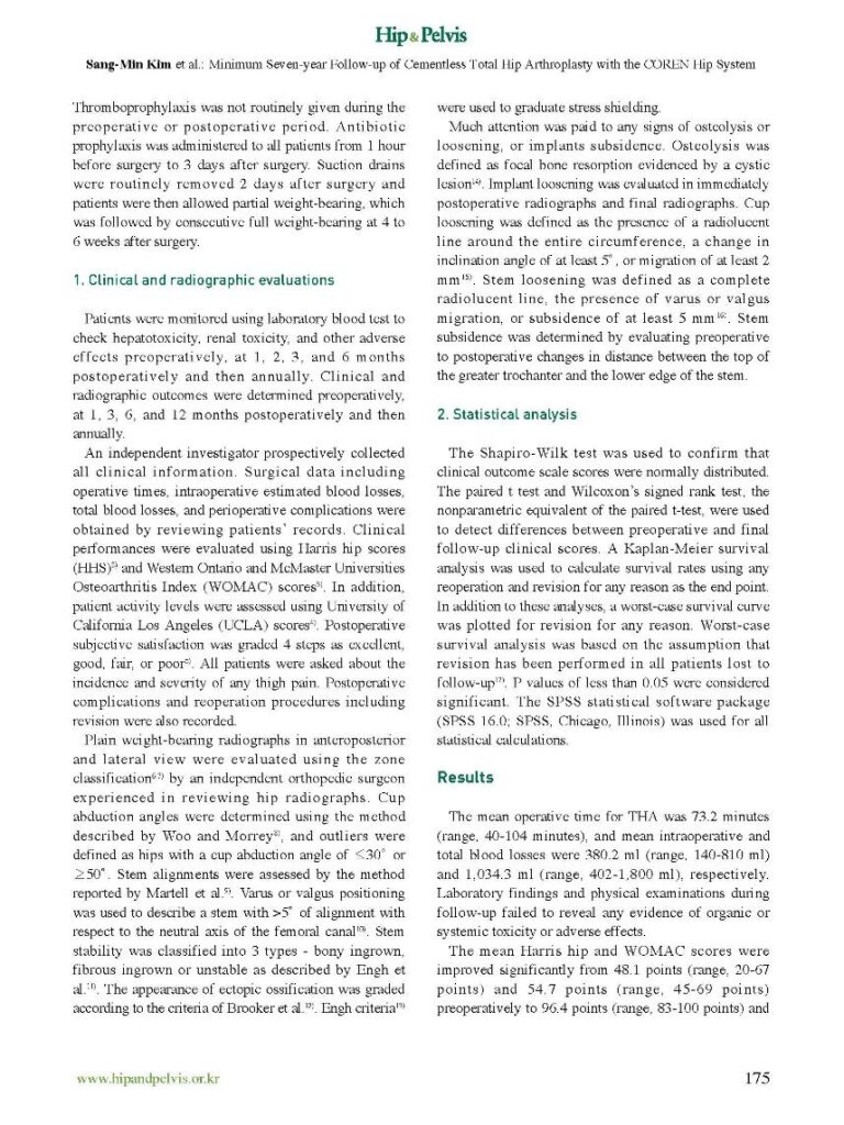 SM Kim et al., Minimum Seven-year Follow-up of Cementless THA with the COREN Hip System, Hip&Pelvis, 2013 - page 3