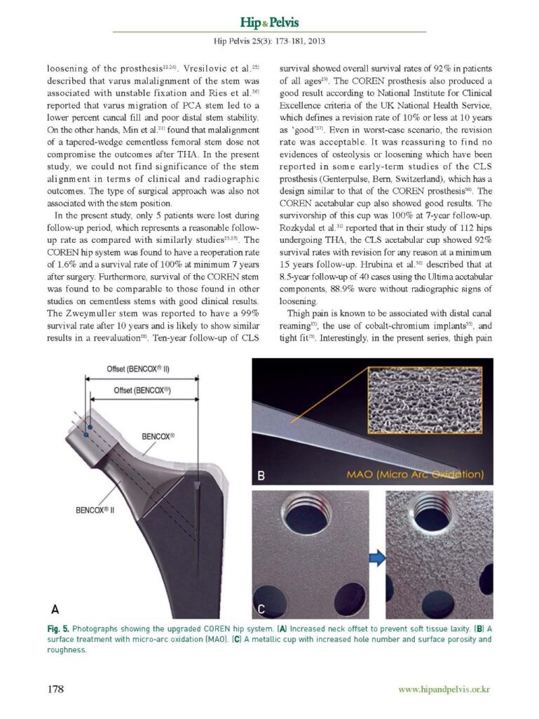SM Kim et al., Minimum Seven-year Follow-up of Cementless THA with the COREN Hip System, Hip&Pelvis, 2013 - page 6