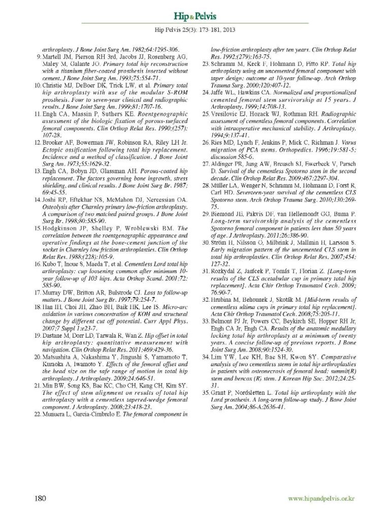 SM Kim et al., Minimum Seven-year Follow-up of Cementless THA with the COREN Hip System, Hip&Pelvis, 2013 - page 8