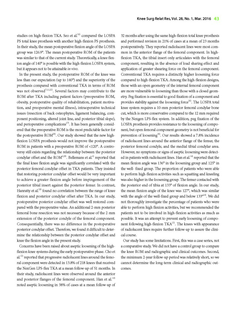 Two- to Four-Year Follow-up Results of Total Knee Arthroplasty Using a New High-Flexion Prosthesis - page 5